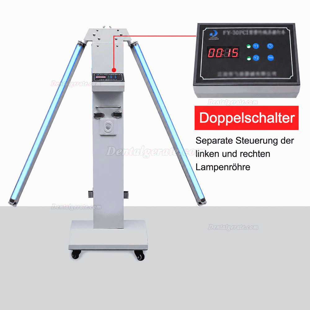 FY&reg; 120W-220W Mobile tragbare UV + Ozon-Desinfektionslampe UV-Sterilisatorwagen mit Infrarotsensor